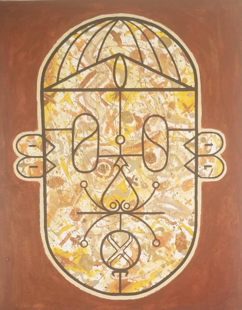 Symbolic sunburst artwork